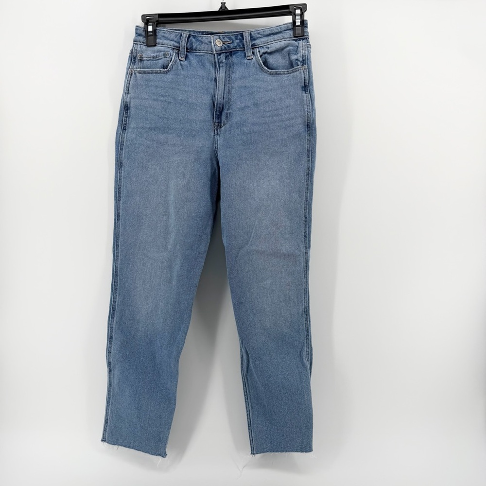 Hollister 28/6 Ultra High-Rise Mom Jeans Blue Vintage Stretch Raw Hem 90s